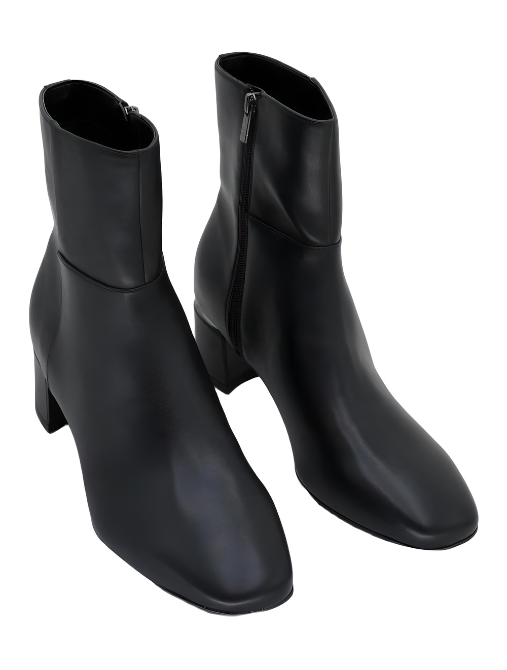 Calvin Klein Parry 2 Black Smooth Faux Leather Block Heel Ankle Size 10